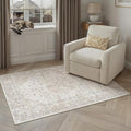 4x6 Washable Area Rug Beige Grey Non Slip Vintage Carpet