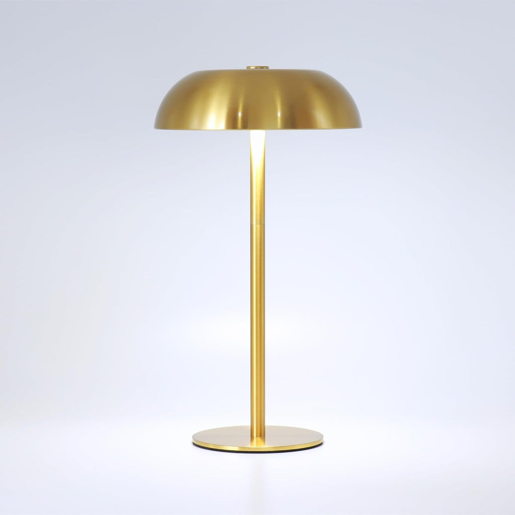 Cordless 11" Mushroom Table Lamp with Dimmable 3 Color, 5200mAh, Gold