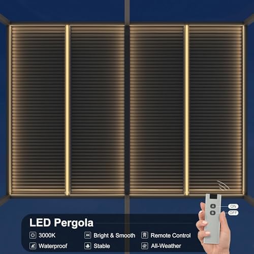PURPLE LEAF Louvered Pergola 12' x 20' 94AS LED Strip Light Windproof