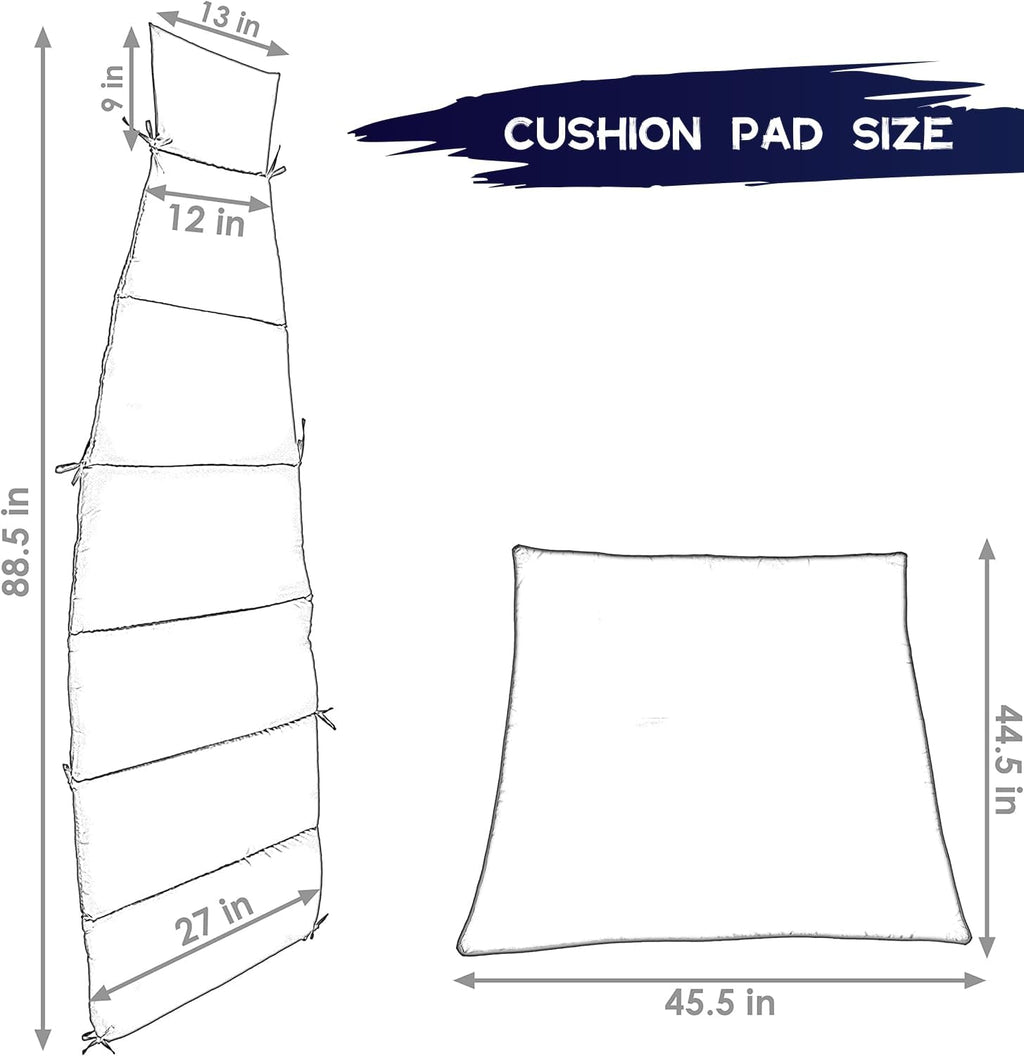 outdoor hanging chair replacement cushion, patio lounge hammock, side view