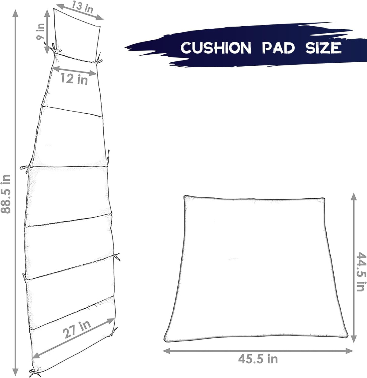 outdoor hanging chair replacement cushion, patio lounge hammock, side view