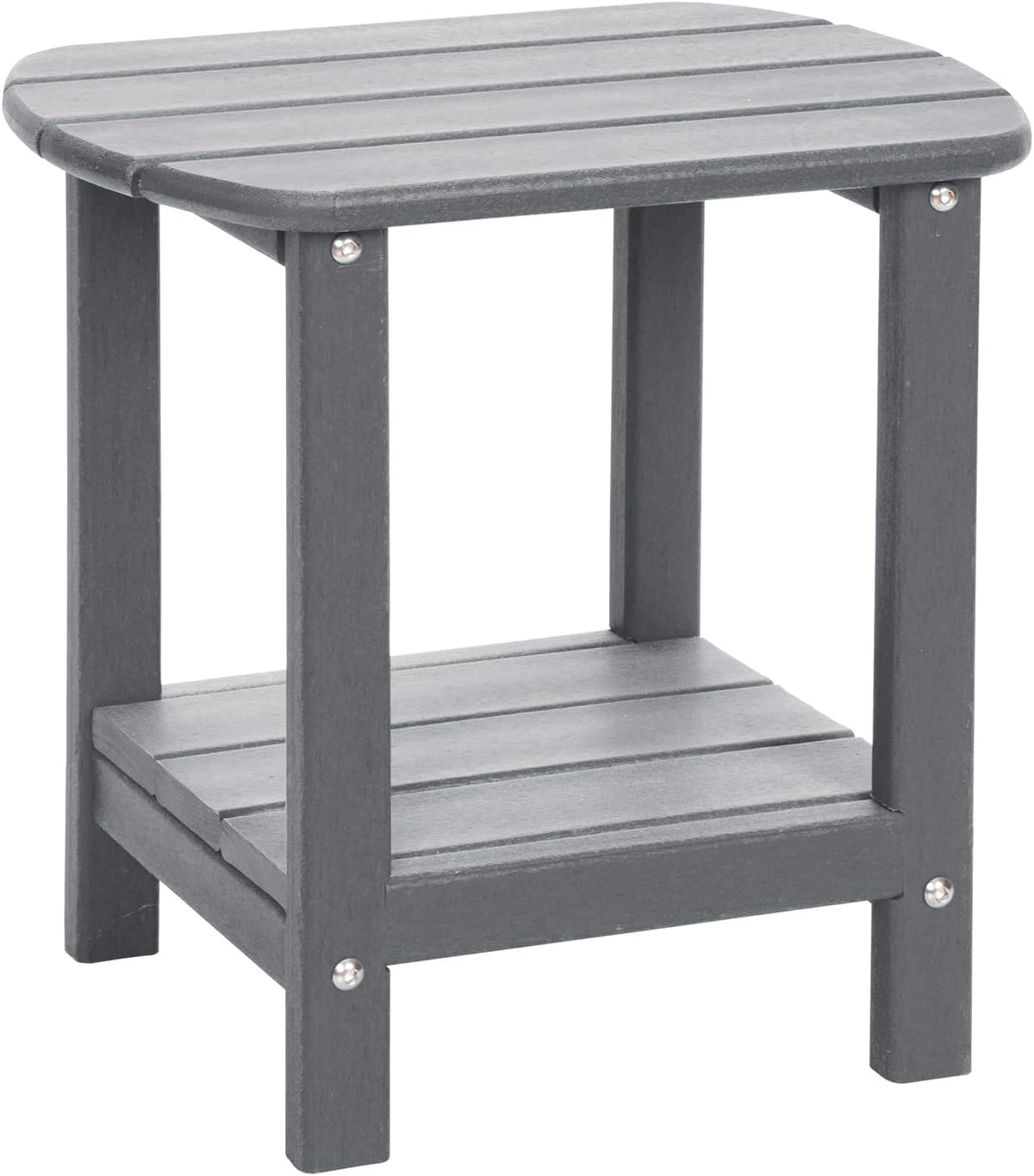 Adirondack Outdoor Side Table, 16.5” HDPE Small Patio Table with Storage Shelf, Weather Resistant End Table for Porch, Pool & Yard (Grey)