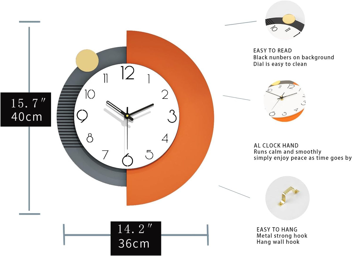 FLEBLE Modern Wall Clocks for Living Room Decor Large Decorative Wall Clock