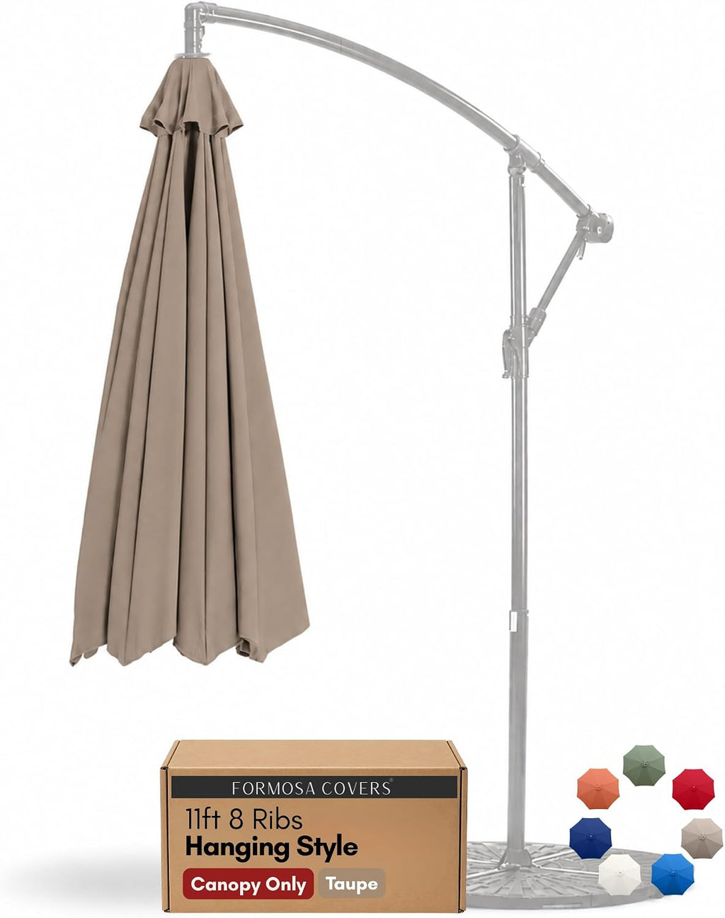 Formosa Covers Replacement Umbrella Canopy for 11ft 8 Rib Hanging Offset Cantilever Market Outdoor Patio Shades Ribs Length 64" (Canopy Only)