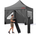 10x10 Heavy Duty Commercial Pop Up Canopy with Sidewalls, Grey