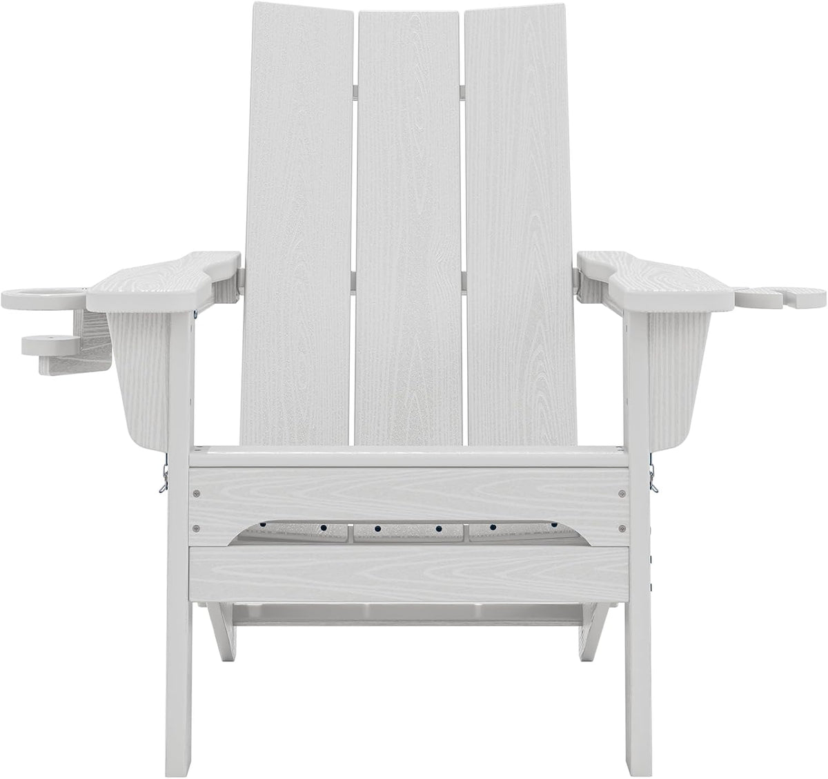 SERWALL Modern Folding Adirondack Chairs Set of 6, HDPE, Cup Holders, White