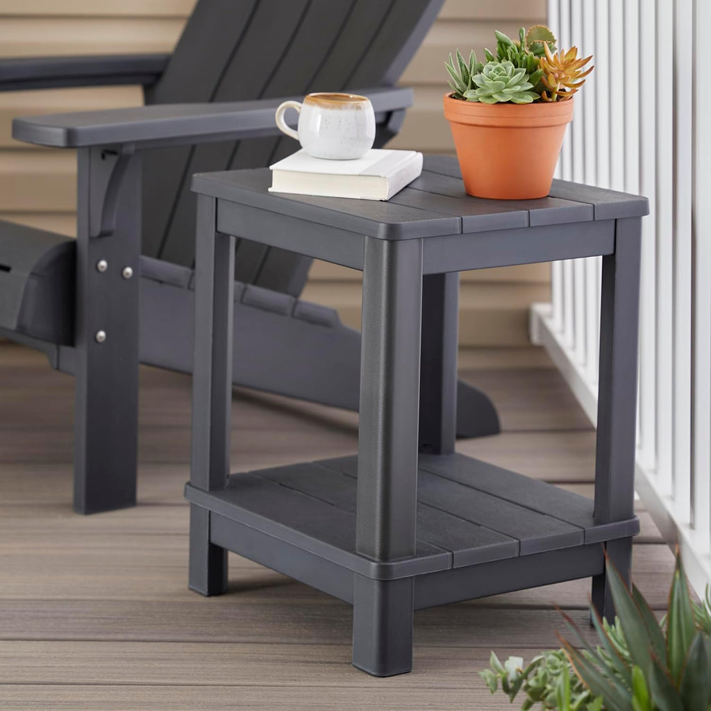 keter deluxe adirondack side table - graphite shown in use