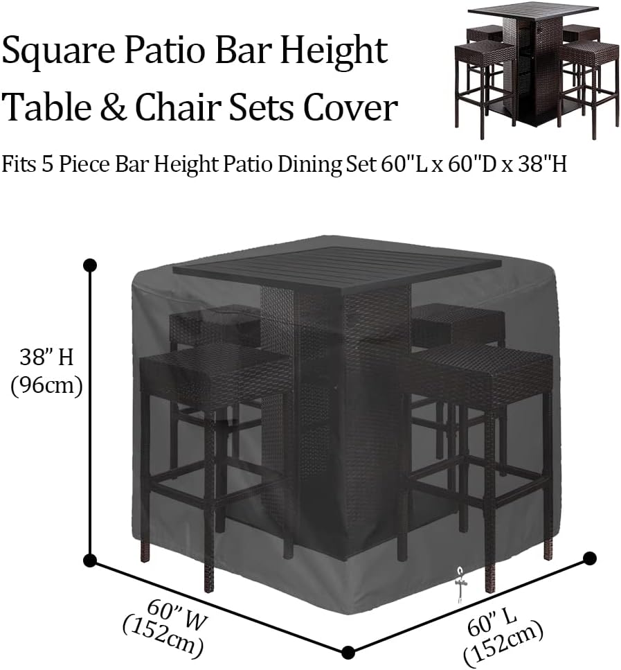 5 piece bar height patio furniture dining set shown in use