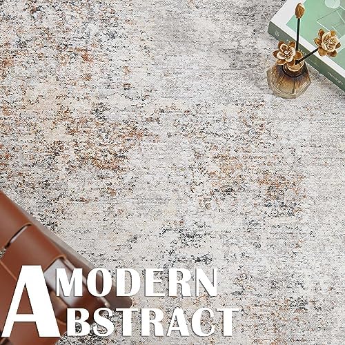 jinchan 5x7 Modern Abstract Washable Non-Slip Area Rug, Taupe