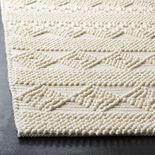 SAFAVIEH Area Rug 8x10 - Natura Collection - Large - Ivory, Handmade Wool & Cotton, Moroccan Boho Tribal Design, Ideal for Living Room, Bedroom, Dining Space (NAT102C)