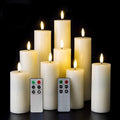 Eywamage Ivory Tall Flameless LED Pillar Candles with Remote Set of 9