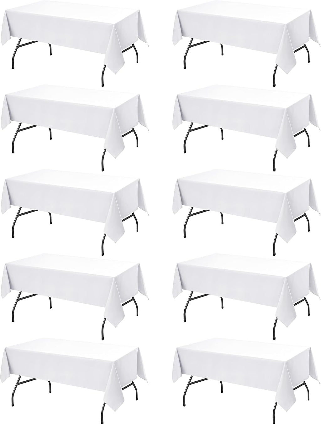 10-Pack White Tablecloths for Rectangle Tables, 60 x 102 Inches