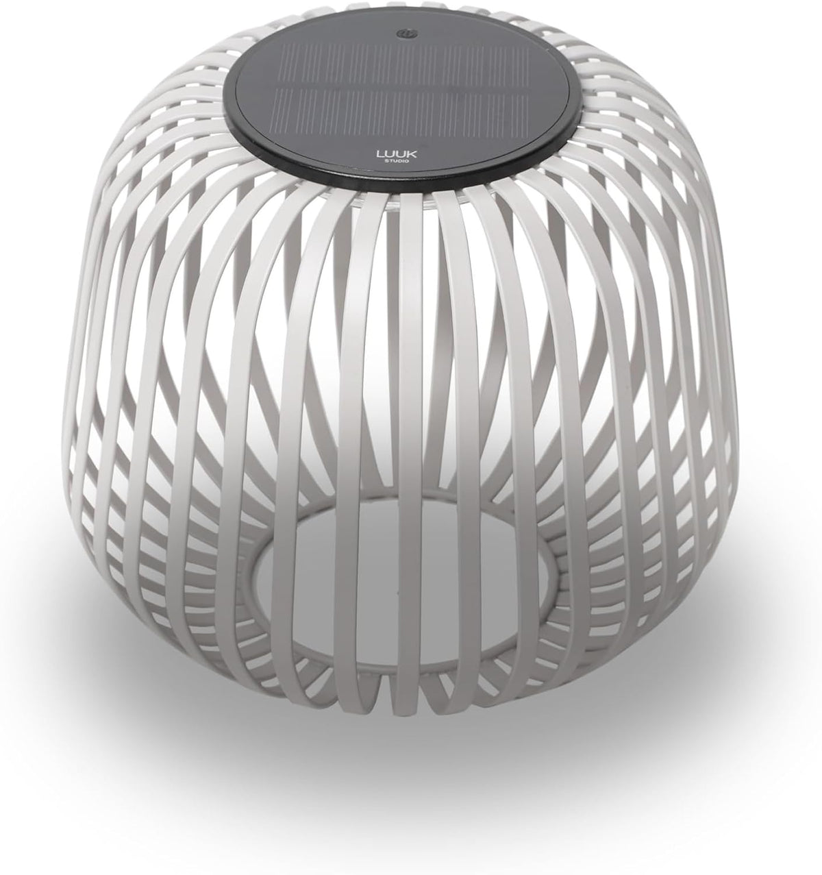 LUUK Studio Solis Solar Table Lamp, Lantern Design, Light Gray, Size S