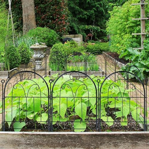 Decorative Garden Fence 17in(H) x 10ft(L), Rustproof Metal Animal Barrier