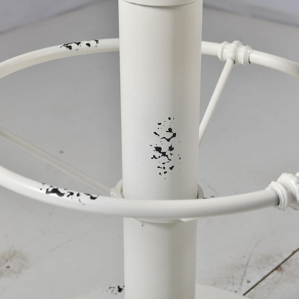 Industrial Pub Table 23.6" Iron Round Desktop 37.4" Height Cast Iron Bar Table Antique White