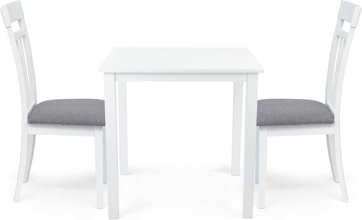 Dining Square Kitchen Table Contemporary Design Solid Wooden in White Finish