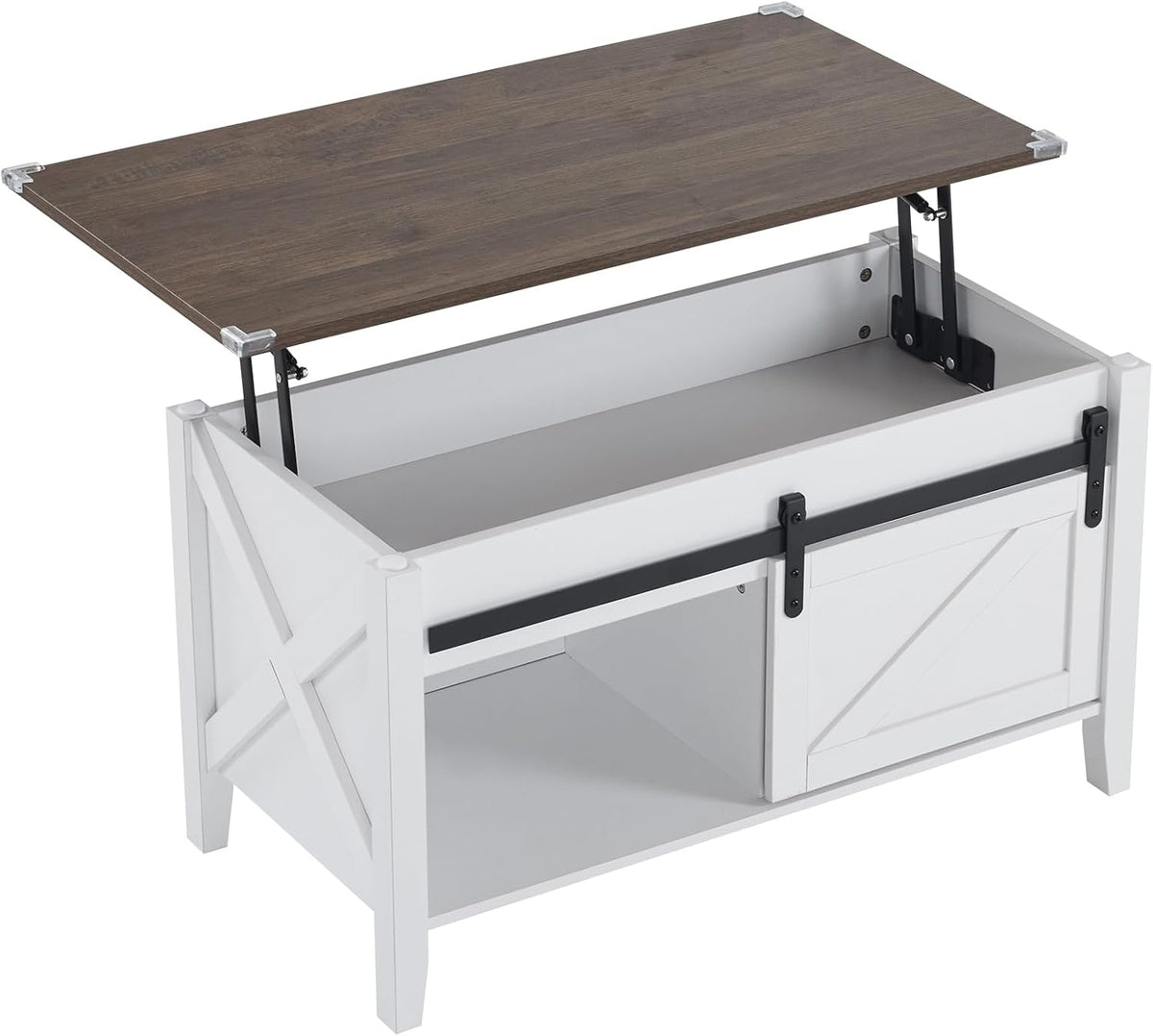 VINGLI Farmhouse Lift Top Coffee Table,36" Living Room Table,White Oak