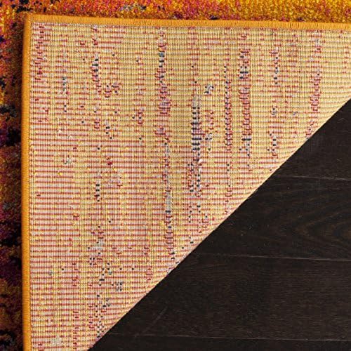 SAFAVIEH Monaco Collection Area Rug - 8' x 10', Orange & Multi, Modern Boho Abstract Distressed Design, Non-Shedding & Easy Care, Ideal for High Traffic Areas in Living Room, Bedroom (MNC209H)