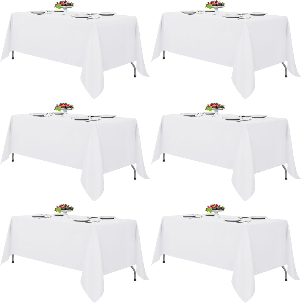 Fitable 6 Pack White Table Cloths 70x120 Inch for 6-8 Ft Rectangle Tables