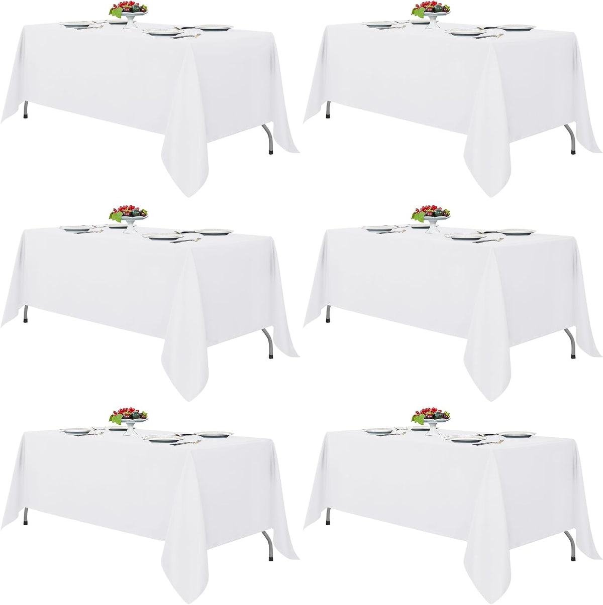 Fitable 6 Pack White Table Cloths 70x120 Inch for 6-8 Ft Rectangle Tables