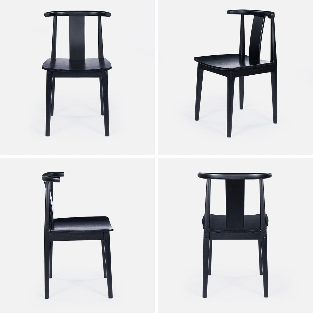 EYYTHUNG Wood Dining Chairs Set of 4, Farmhouse Kitchen Chairs with Curved Back, Modern Mid Century Wishbone Dining Chairs for Dining Room, Kitchen, Black