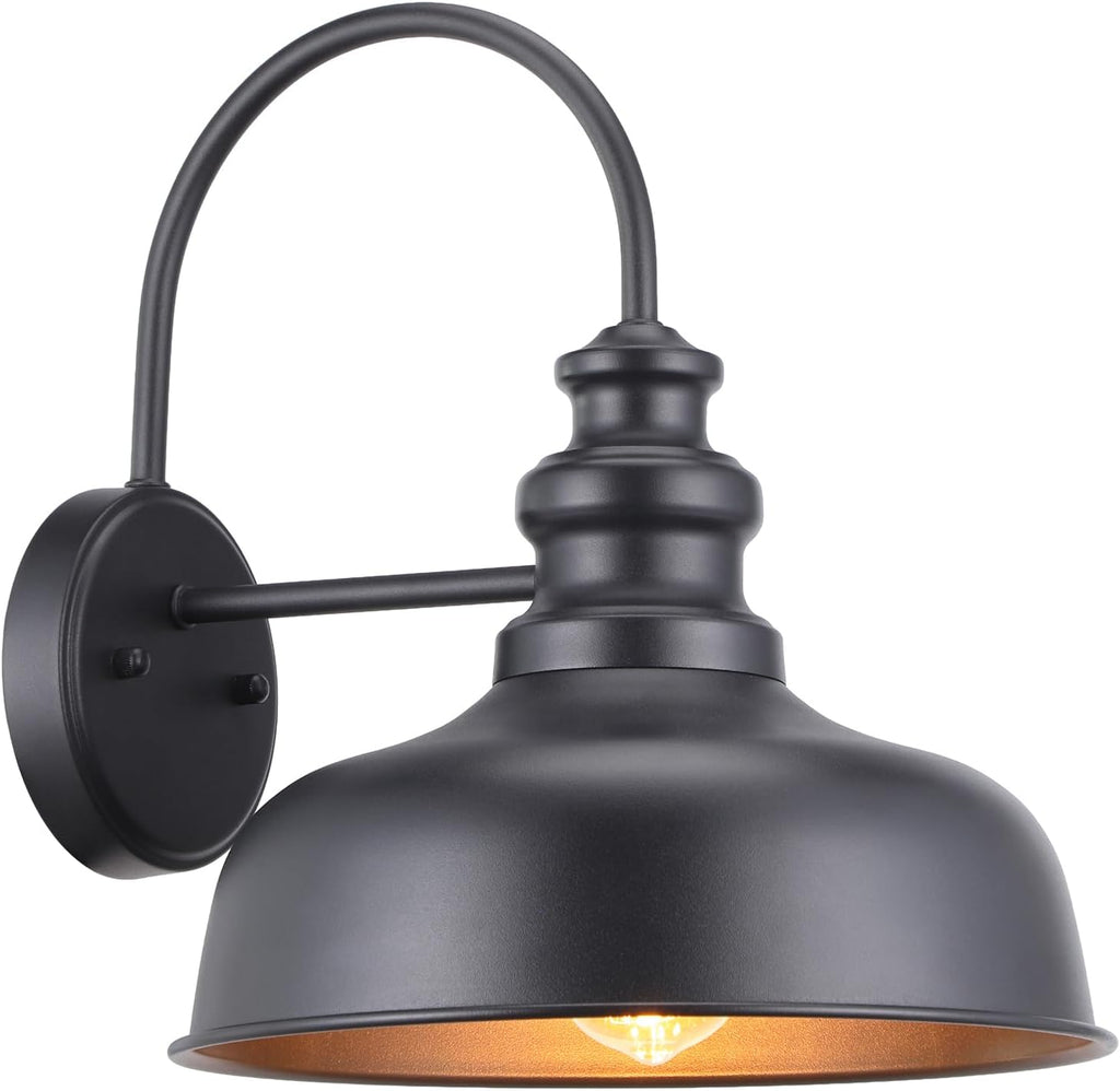 LEONLITE 11 Inch Outdoor Gooseneck Barn Light, E26 Base, Black