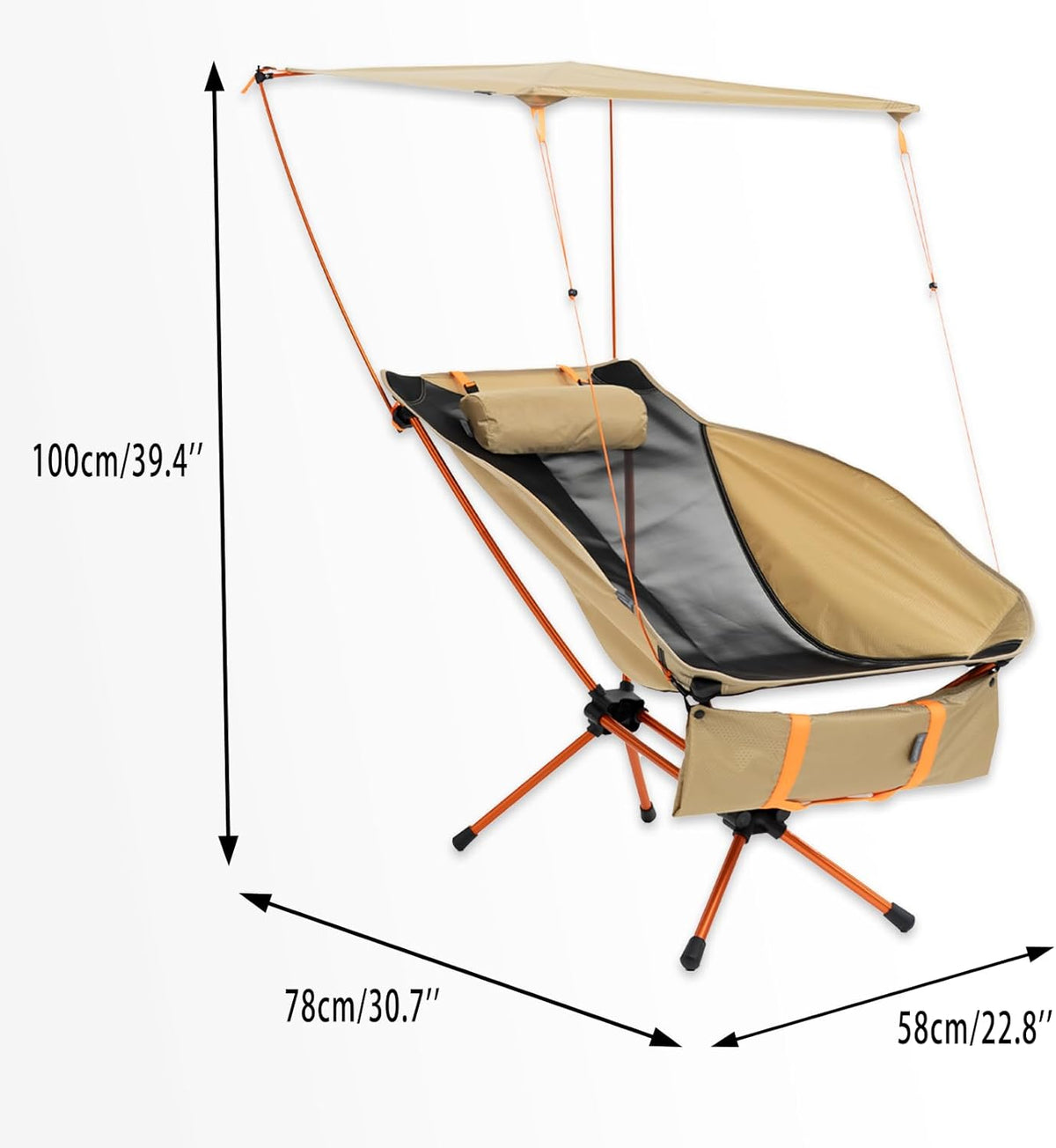 Portable Folding Camping Chair with Sunshade Canopy for Adults