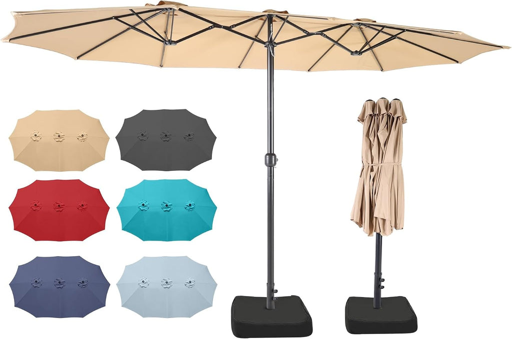 15ft Large Outdoor Patio Umbrella with Base Included