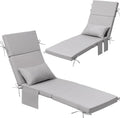 Crestlive Foldable Outdoor Lounge Chair Cushions w/Pillow&Pocket, 72"x21"