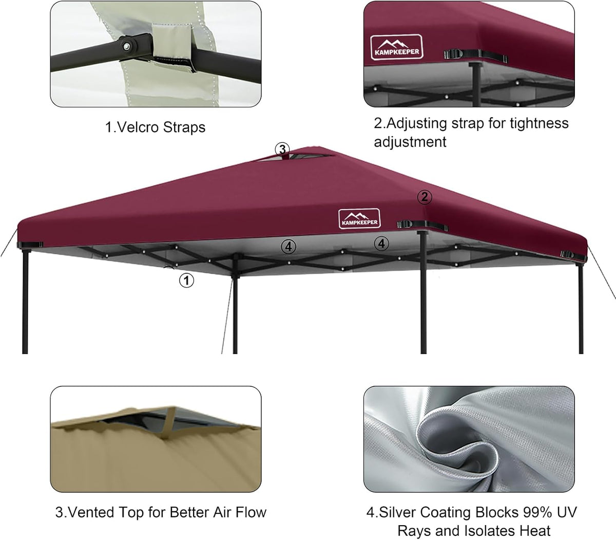 10x10 Replacement Top Pop Up Canopy Tent Cover Roof with Air Vent-Top Only