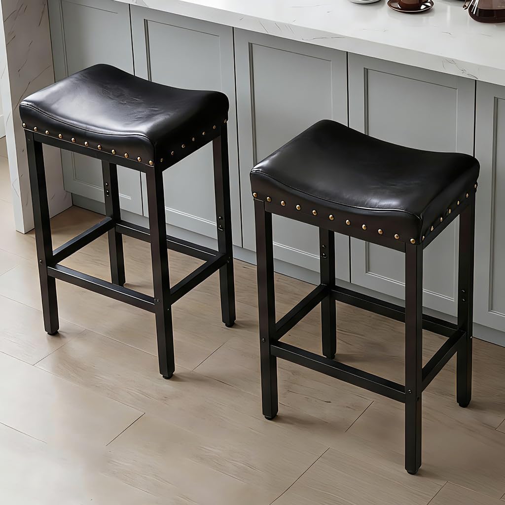Forteek 30'' Bar Stools Set of 2, Counter Height Barstools with Nailhead
