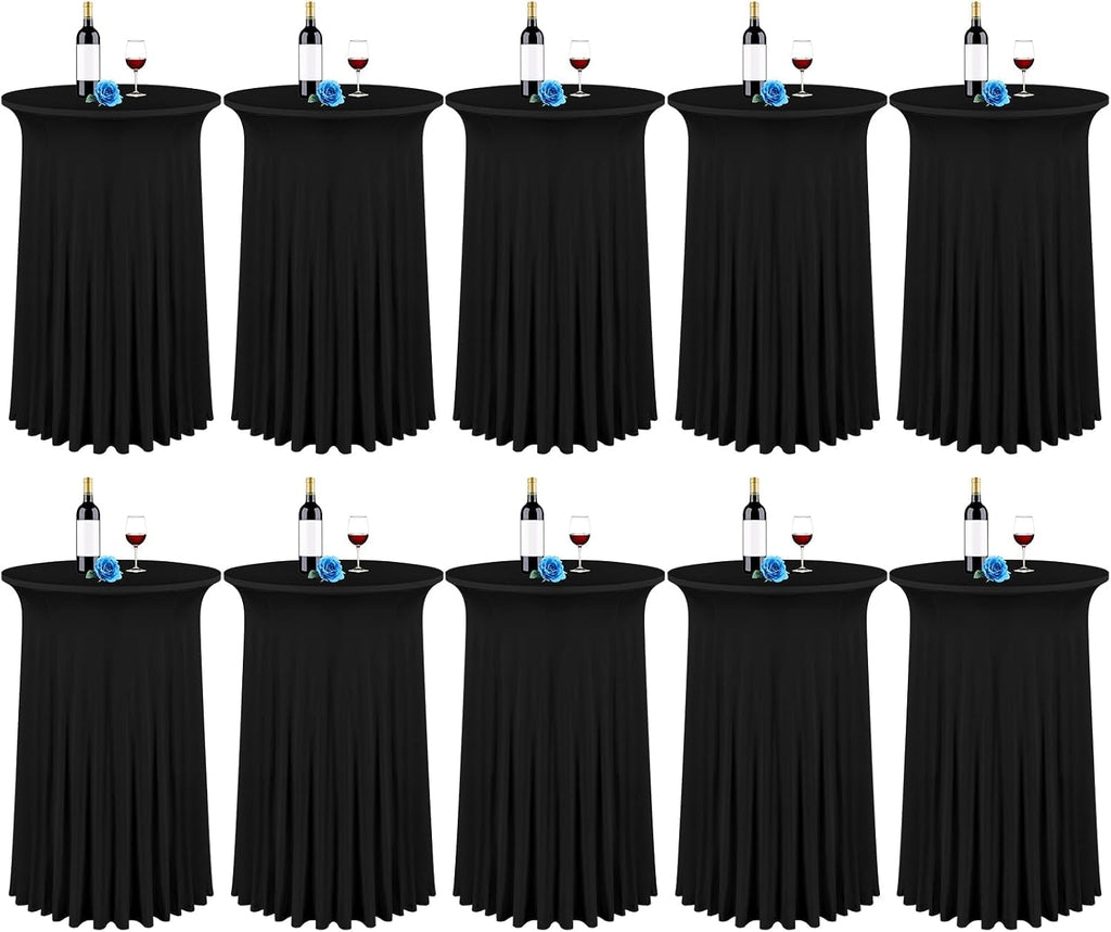 fani 10 Packs 24"x 43" Round Cocktail Table Skirt, Black