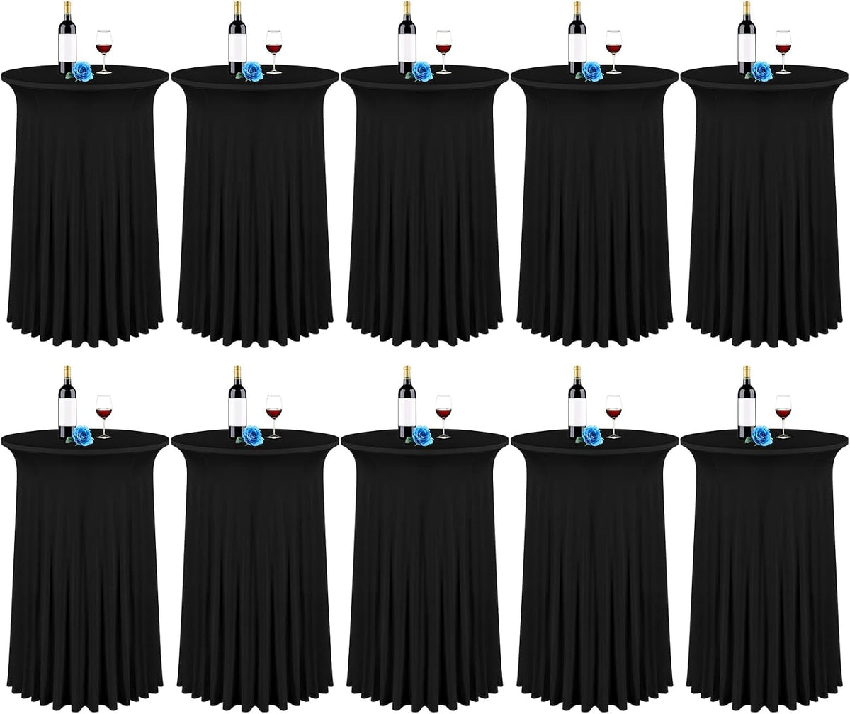 fani 10 Packs 24"x 43" Round Cocktail Table Skirt, Black