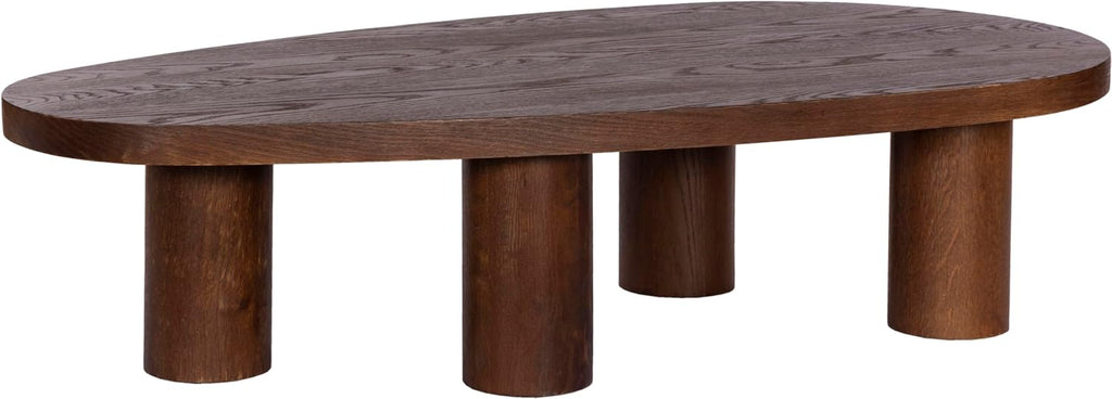 Meridian Furniture 291Brown-C Beekman Collection Art Deco Coffee Table with Solid Oak Wood, Brown Walnut Finish, 58" W x 30" D x 14" H, Brown