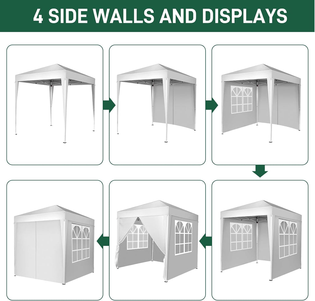 Outvita 6.5x6.5ft Pop Up Canopy Tent for Patio Party BBQ Camping White
