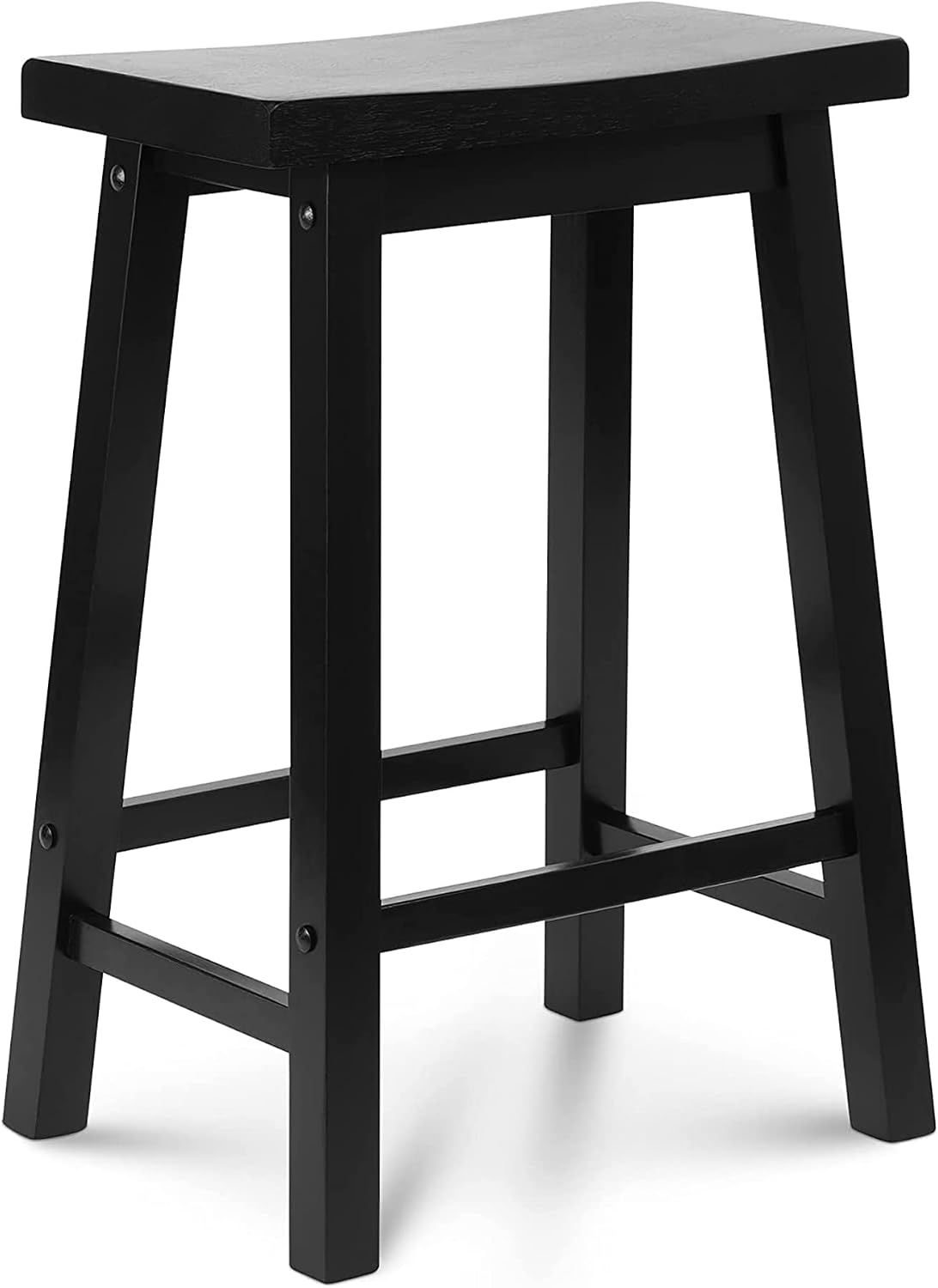 PJ Wood - 24 in Saddle Bar Stool - Black Wooden Barstool