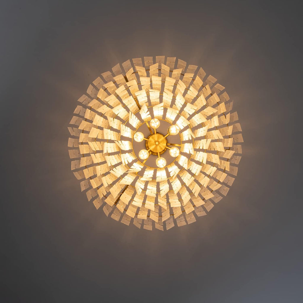TOCHIC Capiz Shell Chandelier, Gold Coastal Chandelier with Natural Shells