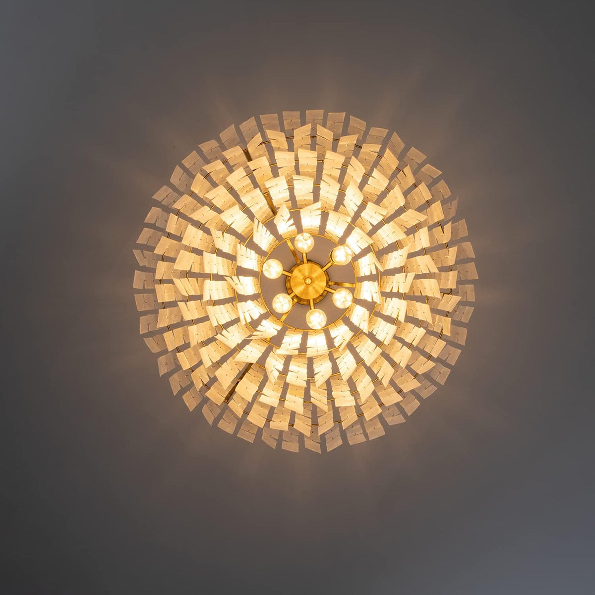 TOCHIC Capiz Shell Chandelier, Gold Coastal Chandelier with Natural Shells
