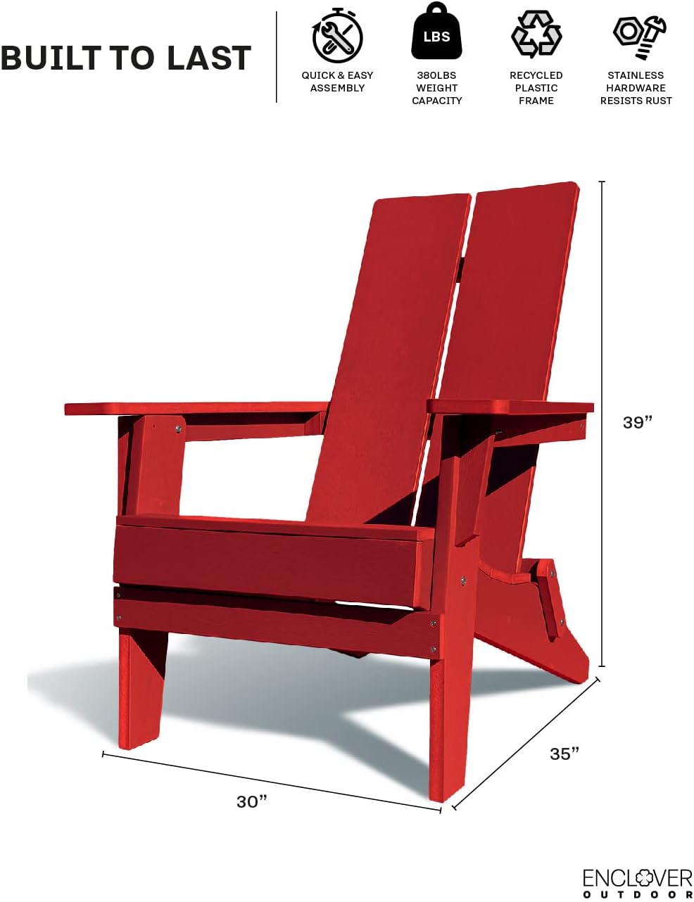 Folding Adirondack Resin Chairs Patio Chairs Lawn Chair Outdoor Adirondack Chair Weather Resistant for Patio Deck Garden, Backyard Deck, Fire Pit - Red