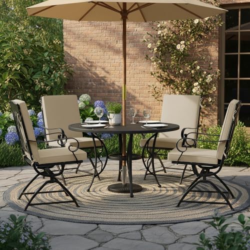 Summsun Outdoor Dining Chair Cushions 4-Pack, 20 x 20 Inch, Cream