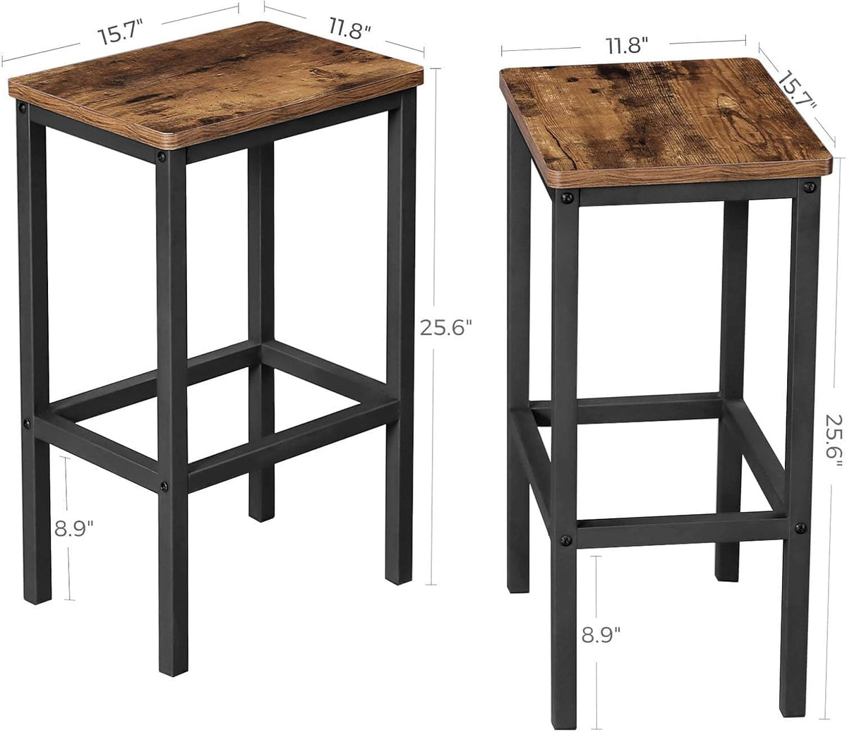VASAGLE Bar Stools Set of 2 with Footrest, Modern Basic Style