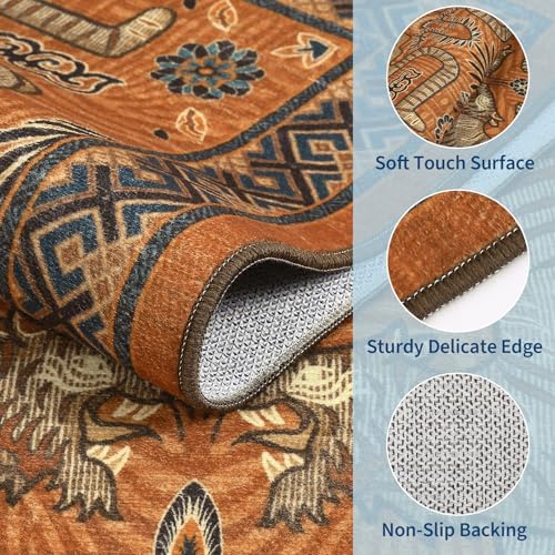 GarveeHome Tiger Print 2.5'x8' Washable Non Slip Runner Boho Hallway Rugs