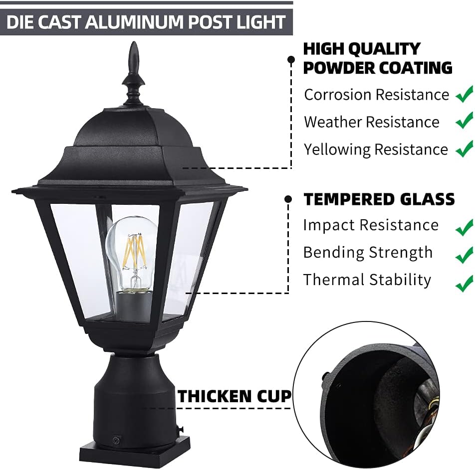 Windben Outdoor Post Light, Waterproof, 16.5in, Matte Black