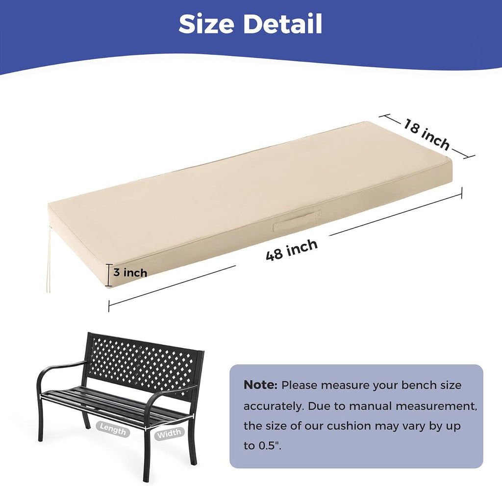 IPYNBAP Outdoor Bench Cushion Waterproof, 48x18x3 Inch, Beige