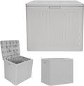 Suncast 22 Gal, Small Outdoor Storage Deck Box, Resin Reeded, French Gray