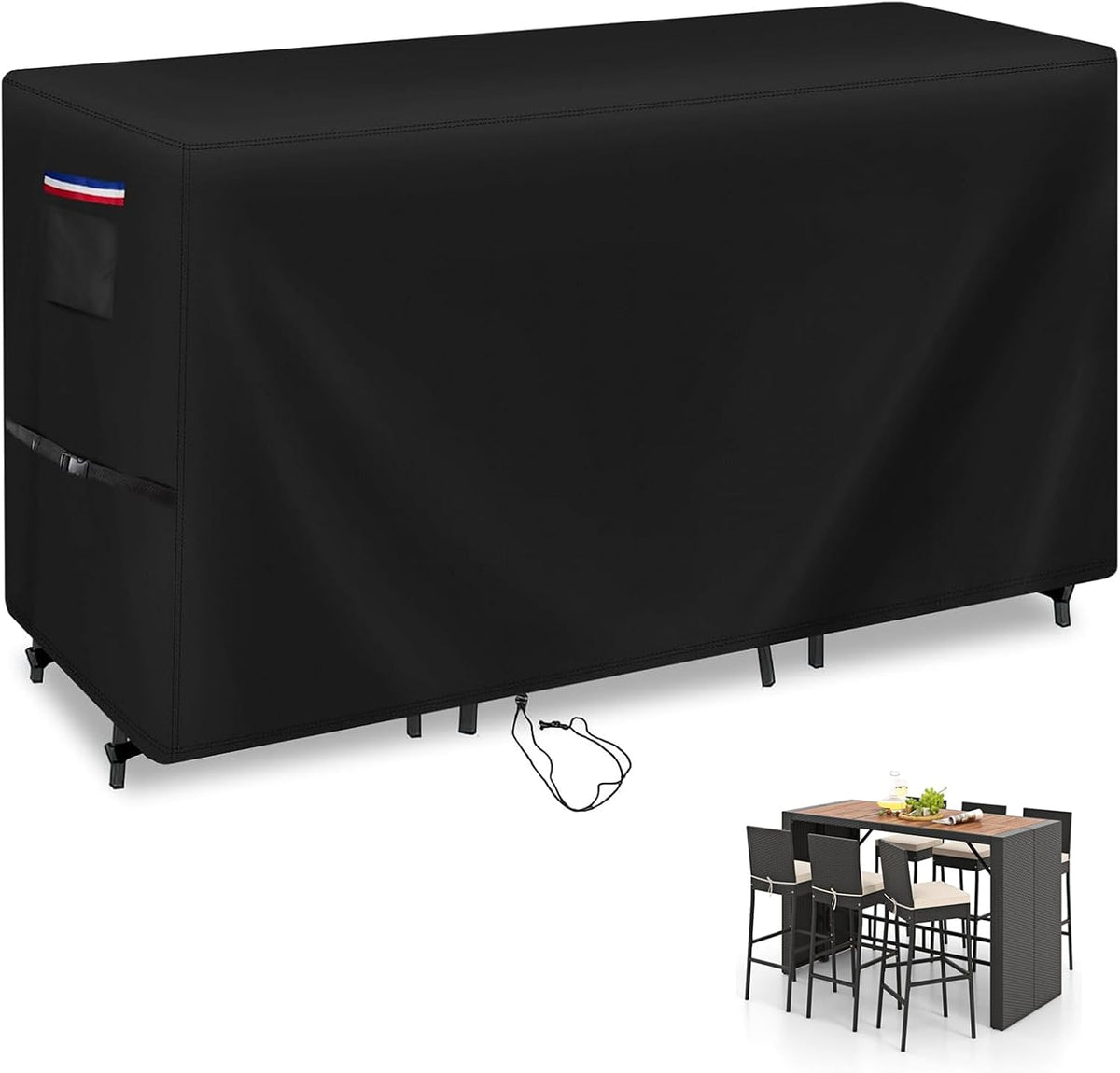 Patio Furniture Covers for High Top Table and Chairs-74x38.5x41in