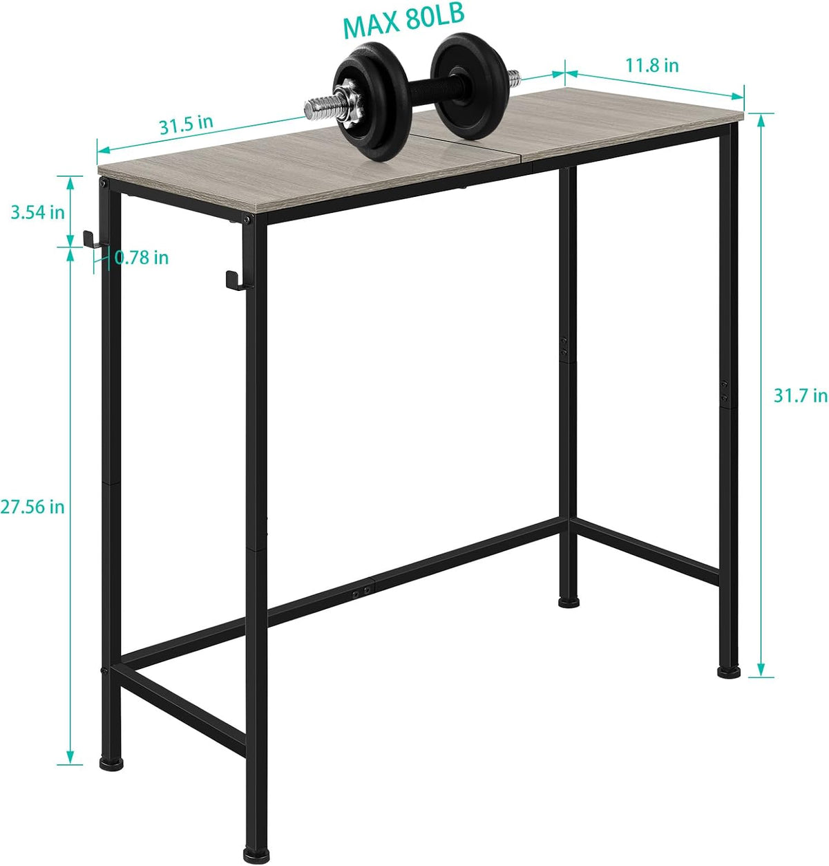 Grey Farmhouse Narrow Console Table - Small Entryway & Hallway Table for Living Room, Foyer, Bedroom, Office