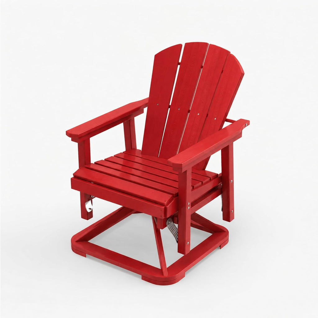 4-Piece Adirondack Swivel Glider Chair Set, Composite HDPE Outdoor Furniture for Backyard Conversation Set, Heavy Duty All-Weather Gliding Rocker for Patio, Red