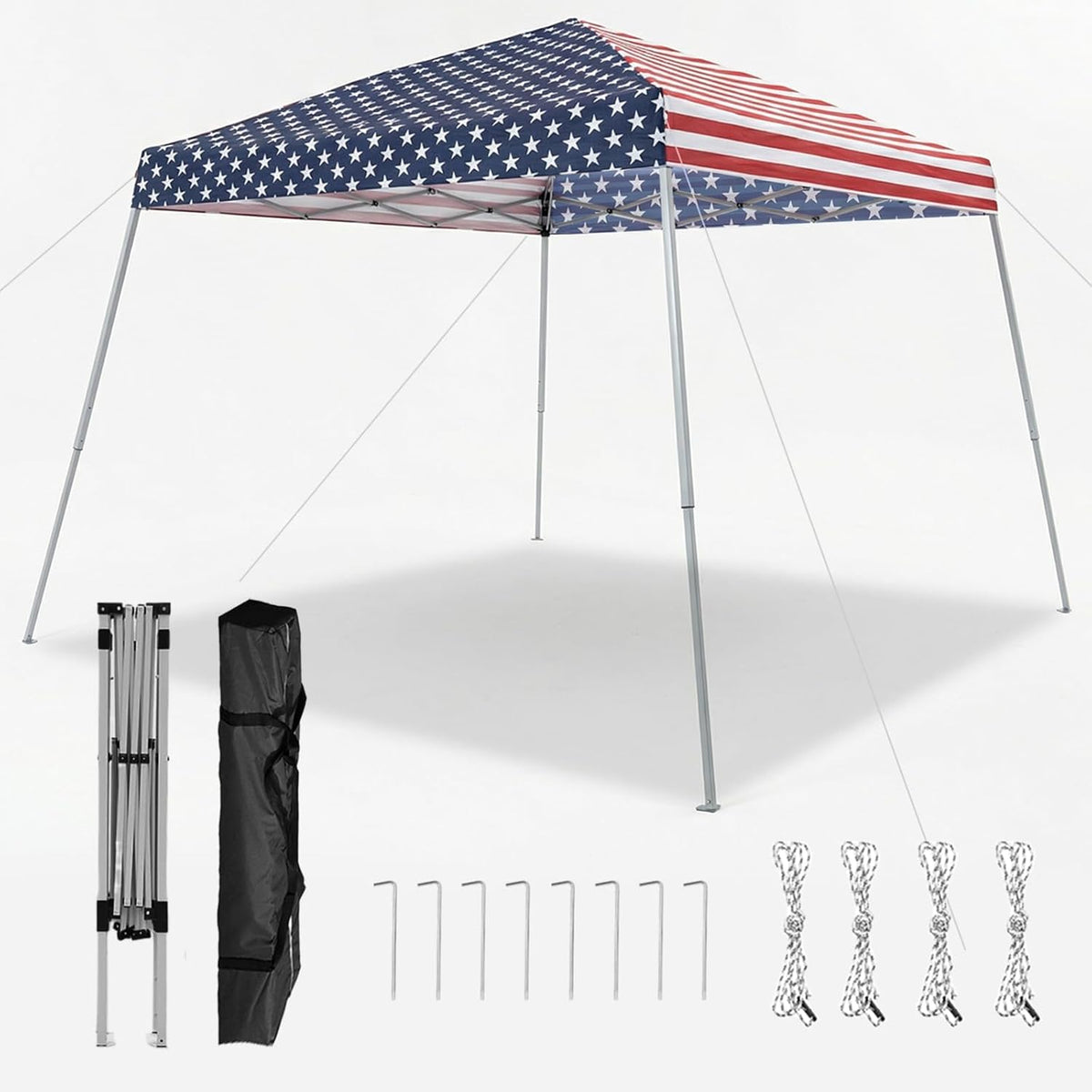 11 x 11 FT Pop Up Canopy Tent, Outdoor Easy Setup Instant Canopy, Flag