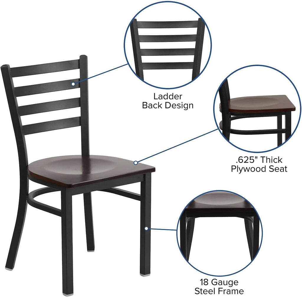 Flash Furniture Hercules Ladder Back Restaurant Chair, Mahogany, 2-Pack